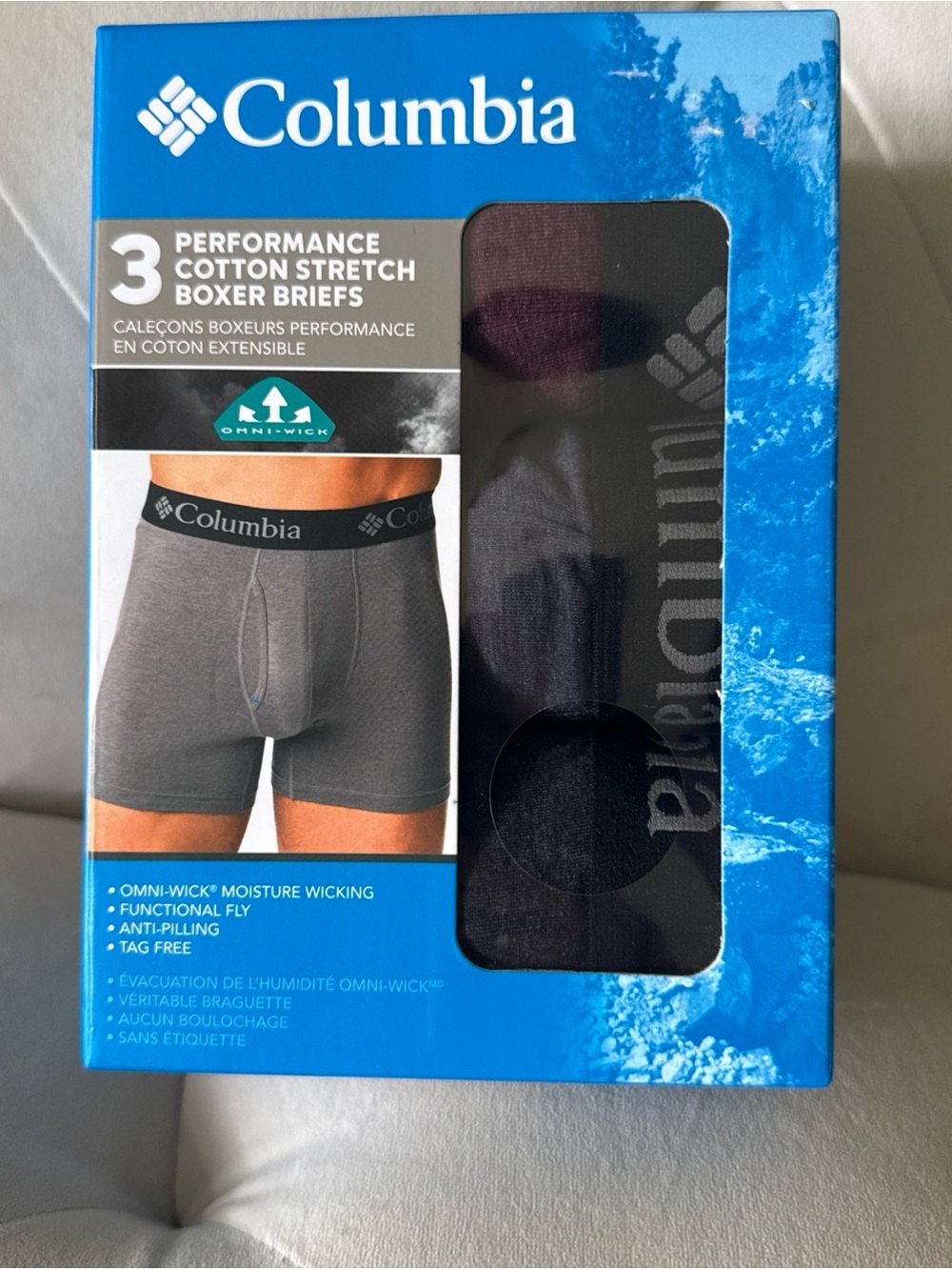 Columbia Men’s Performance Cotton Stretch Boxer Briefs - Gray (3 Pack)